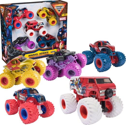 Monster Jam set van 5 mini monstertrucks Marvel Heroes 1:64