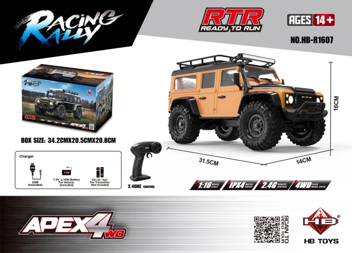 Terrein-RC-auto APEX 4 RTR 1:16 oranje