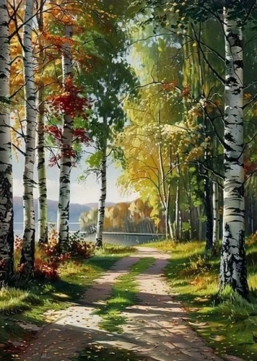 Norimpex diamond painting pad door het bos bij het meer 30 × 40 cm