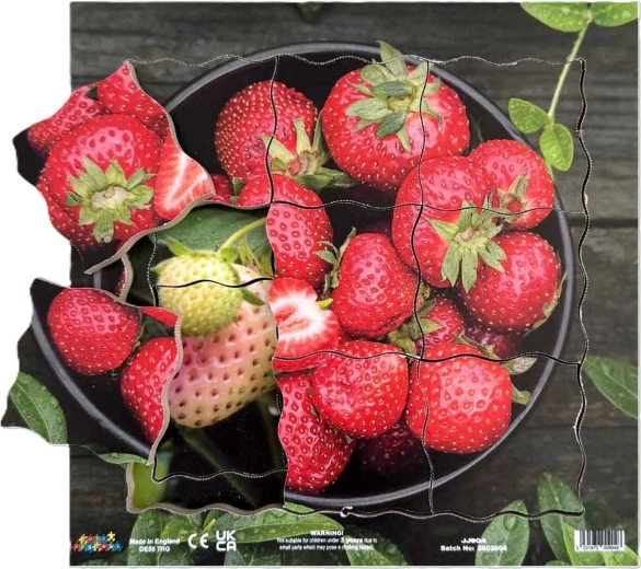 Just Jigsaws aardbei en de vegetatieve groeifasen ervan – houten gelaagde puzzel, 19 stukjes
