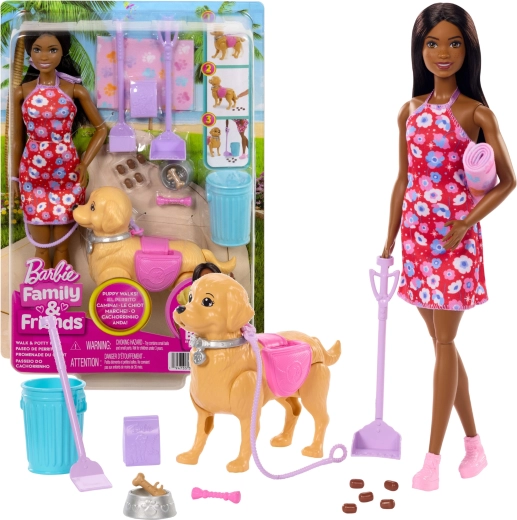 Barbie Brooklyn set om met een puppy te wandelen en accessoires