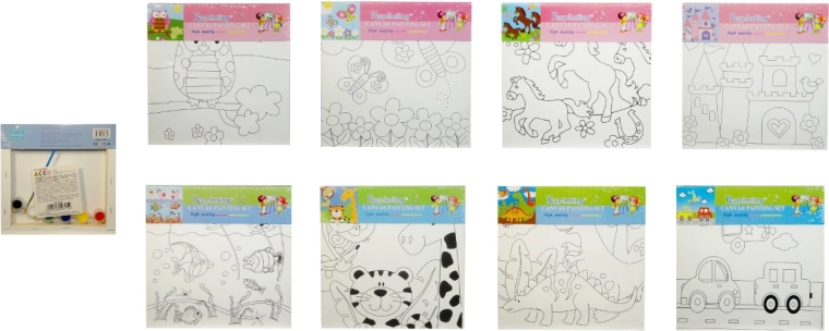 Kleurplaat voor kinderen – set met verf en penseel