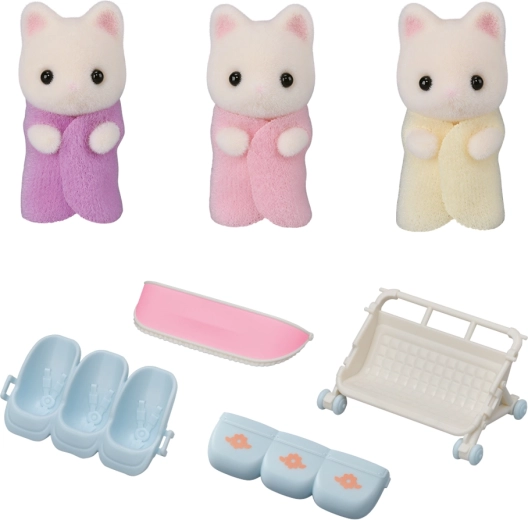 Sylvanian Families Bloemenpoes-kattendrieling met kinderwagen