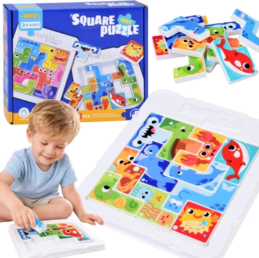 Tetris-logische puzzel – zeedieren, 12 stukjes