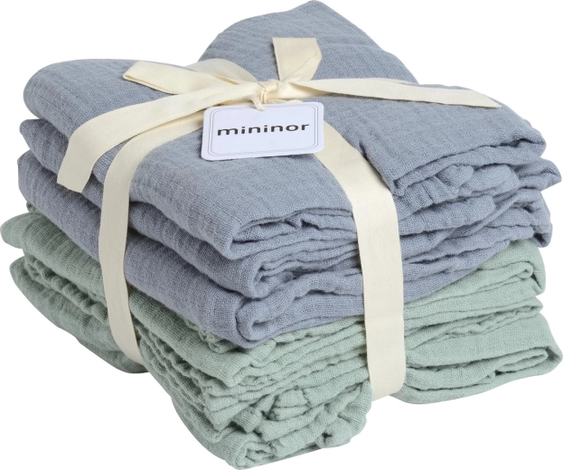 Mininor mousseline organische doeken Grey Seal/Willow Green (6 stuks)
