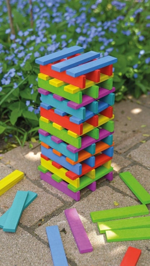 Gekleurde houten bouwplankjes in regenboogkleuren (200 stuks)