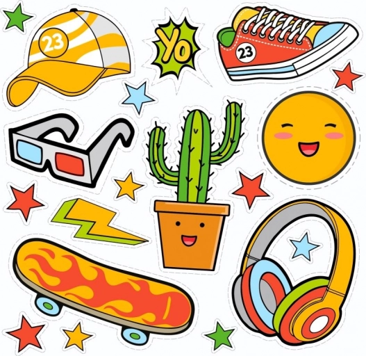 Opstrijkbare stickers YO – klein vel met zomermotieven