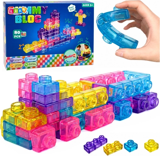Transparante elastische rubberen bouwblokjes (88 stuks)