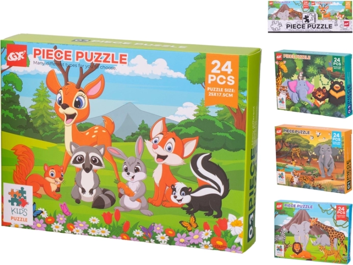 Kinderpuzzel met dieren 24 stukjes (25 × 17,5 cm) in doosje
