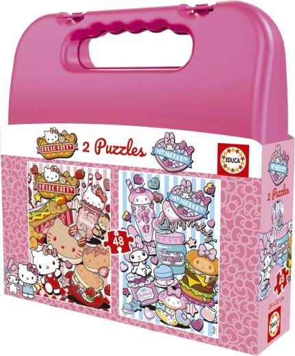 EDUCA puzzel in koffertje Hello Kitty en vriendjes 2 × 48 stukjes