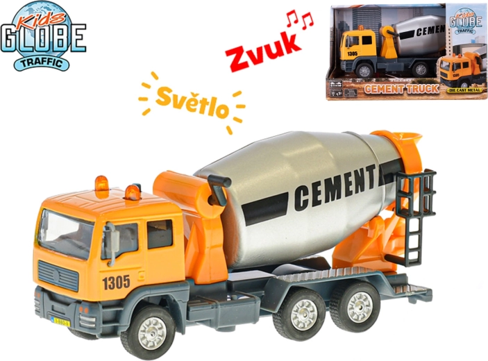 Kids Globe Traffic metalen betonmixer met licht en geluid, 15,5 cm
