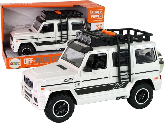 Witte batterij-aangedreven terreinwagen met licht en geluid