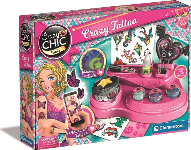 Crazy Chic set tijdelijke glittertattoos met AR