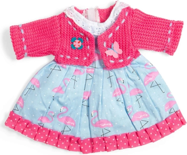 Bigjigs Toys jurk met flamingo’s en roze vestje voor pop van 34 cm