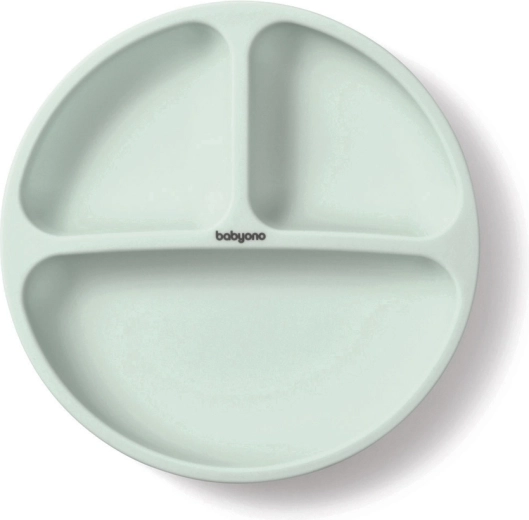 Babyono siliconen bord met zuignap sage 6m+ - 1 stuk