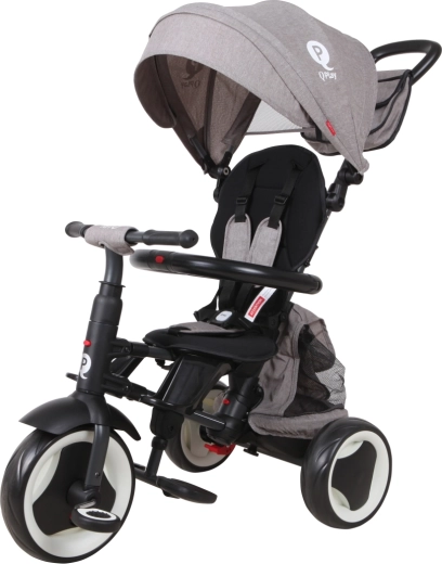 Qplay Rito Plus kinderdriewieler met duwstang grijs