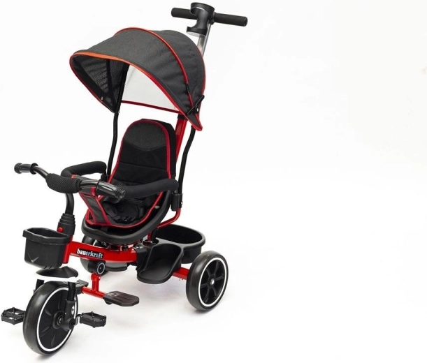 BauerKraft draaibare kinderdriewieler 2-in-1 met duwstang en zonnekap rood