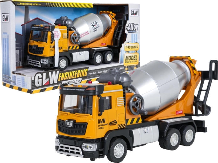 Metalen kinderbetonmixer met licht en geluid