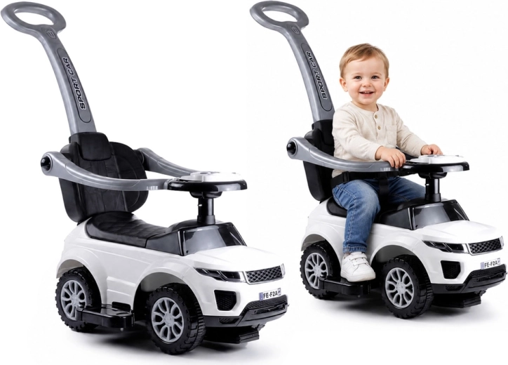 Loopauto voor kinderen met duwstang Sport Car wit