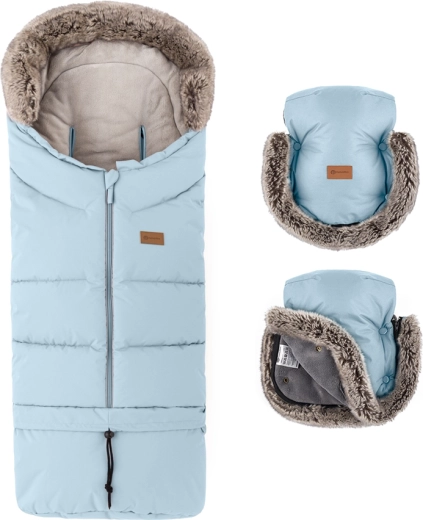 Petite&Mars winterset voetenzak Arctic 4-in-1 + handschoenen voor kinderwagen Furry Sky Whisper