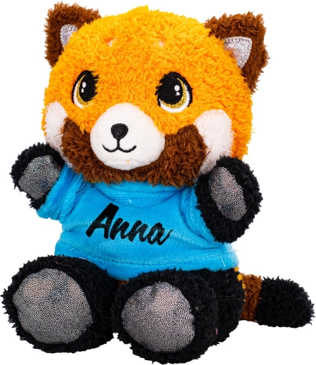 Pluchen panda rood 17 cm met bedrukt T-shirt