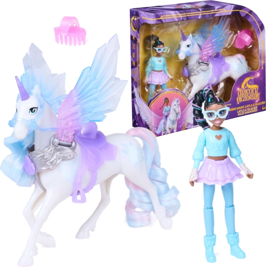 Spin Master Unicorn Academy magie van vleugels – pop Layla en eenhoorn Glacier met accessoires