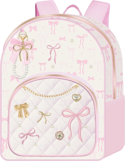 Deluxe rugzak met strikjesmotief wit en roze