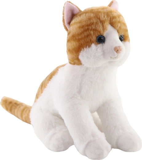 Pluchen kat roestbruin-wit zittend 20 cm
