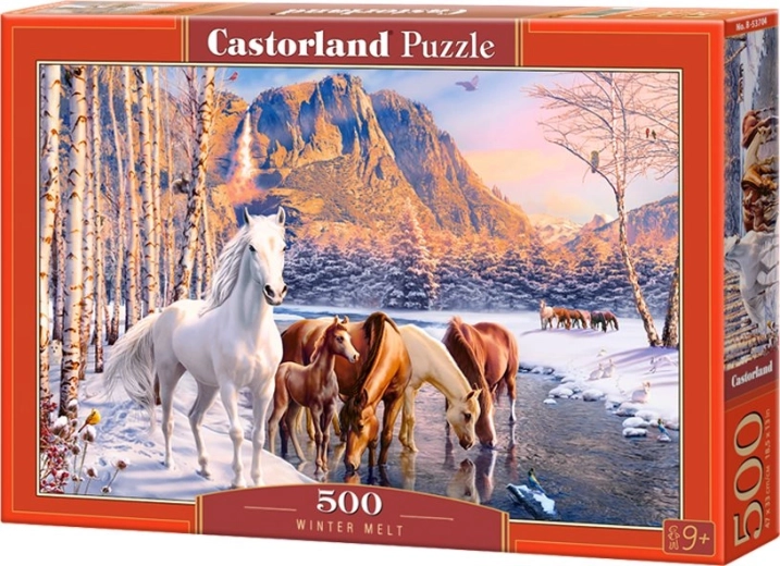 Puzzle CASTORLAND Winter Melt – paarden, 500 stukjes