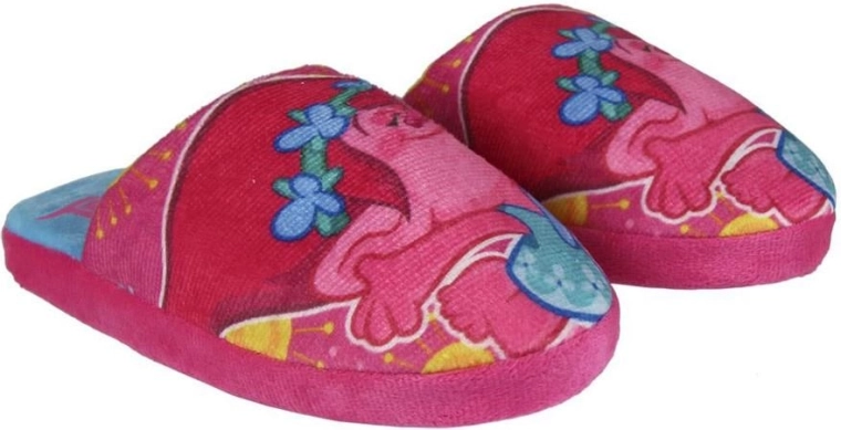 Roze kinderhuisslippers Trolls met antislipzool