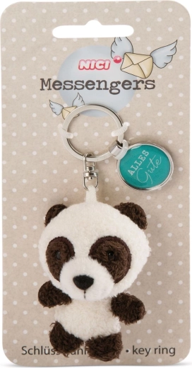 Panda beanbag sleutelhanger 7 cm met label „Alles Gute“