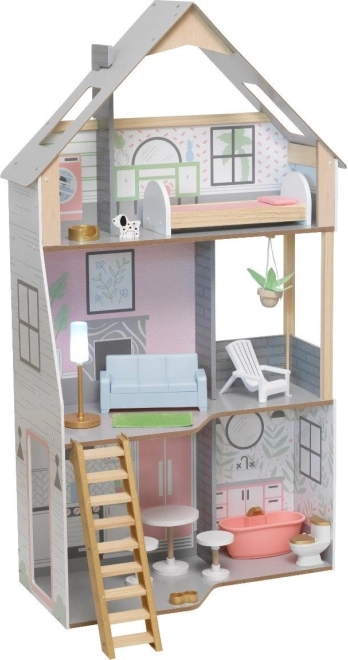 Poppenhuis KidKraft Alina – houten driedelig huis met meubels