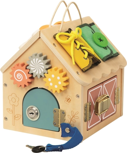 2Kids Toys houten activiteitenhuisje (domek) naturel klein