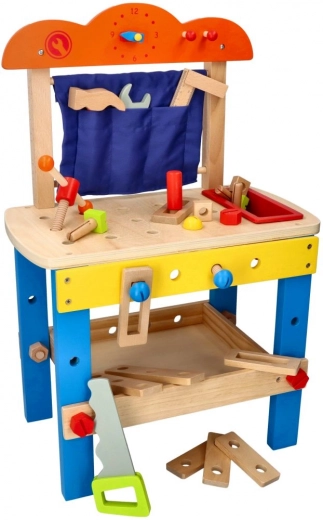 Houten werkbank voor kleine klussers met gereedschap