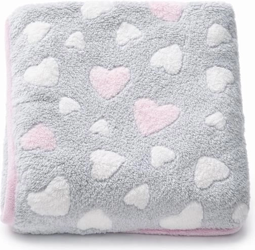 Babydeken New Baby hartjes, roze 80×90 cm