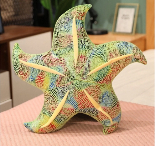 Pluche groene zeester kussen 45 cm