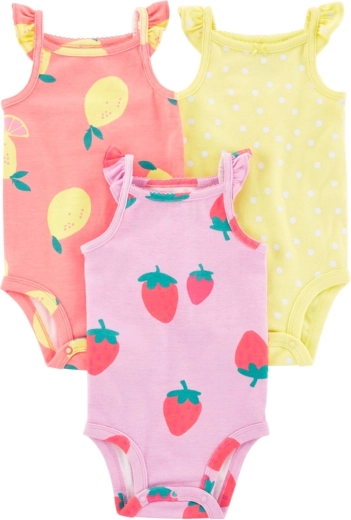 Carter's meisjesrompers met bandjes Dots Fruit 3 stuks (3 m)