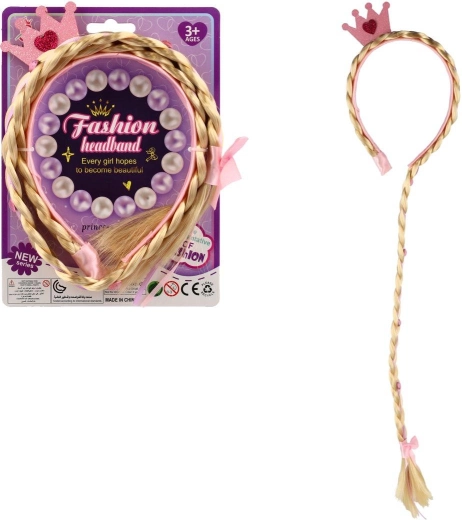 Prinsessenhoofdband met blonde vlecht 65 cm