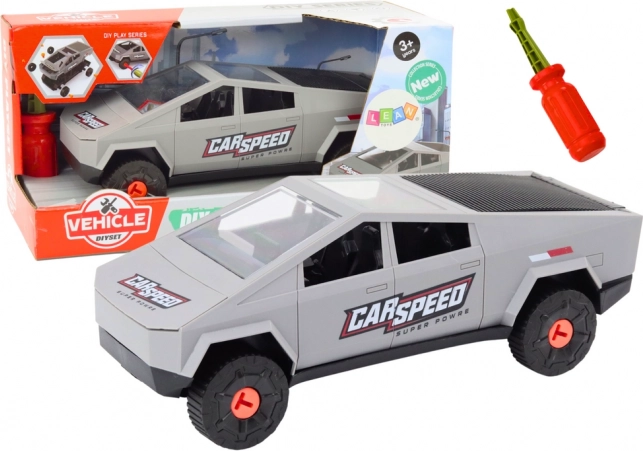 Montageauto voor kinderen met schroevendraaier – grijs