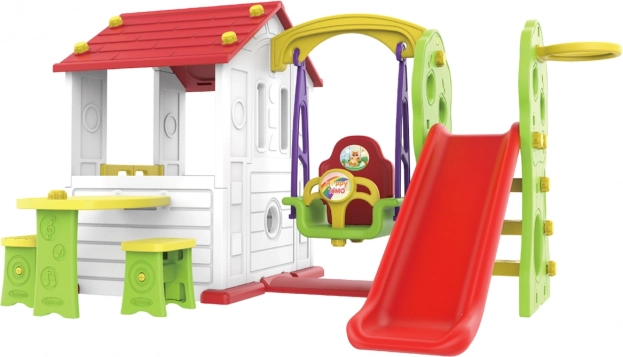 Tuinhuisje 5-in-1 met rood dak voor kinderen