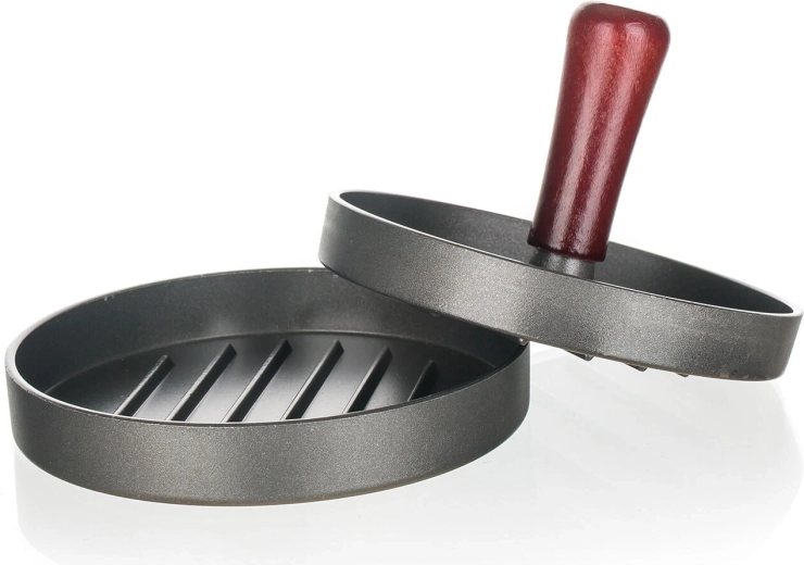 Hamburgerpers 12 cm met aluminium behuizing en houten handvat