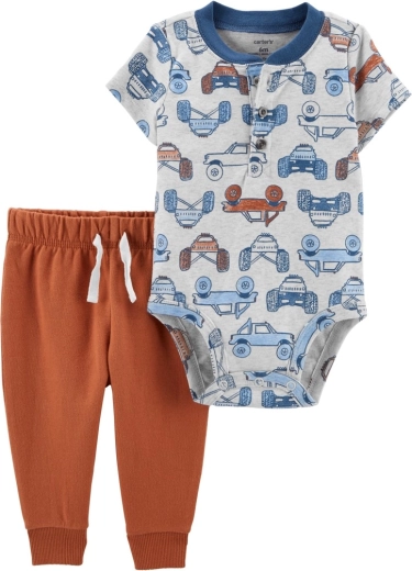 Carter's 2-delige set voor jongens – romper met korte mouwen en joggingbroek Brown Cars Henley (6 m)