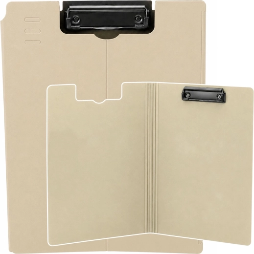 Afsluitbare kunststof klembordmap met metalen klem A4 beige - 1 stuk