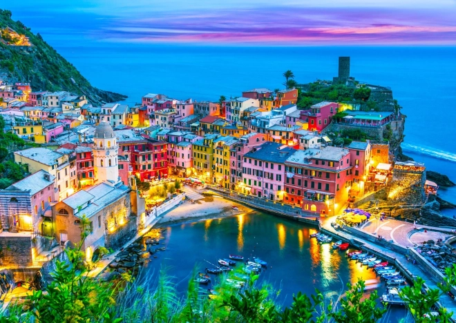 Enjoy puzzel Vernazza bij zonsondergang, Cinque Terre, Italië – 1000 stukjes
