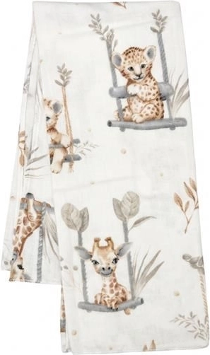 Flanellen luier met print New Baby Zoo beige