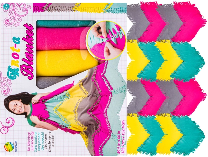 Creatieve set DIY patchwork fleece deken (knot-a blanket)