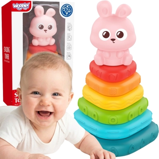WOOPIE baby sensorische piramide konijntje – stapeltoren 6m+