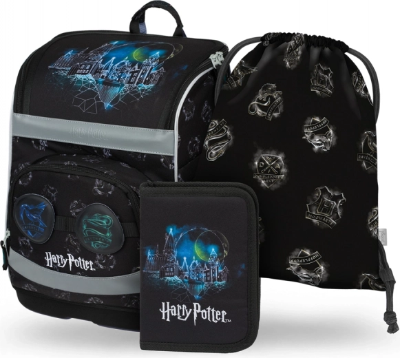 baagl schoolset 3-in-1 harry potter zweinstein lumos – boekentas, etui en gymtas