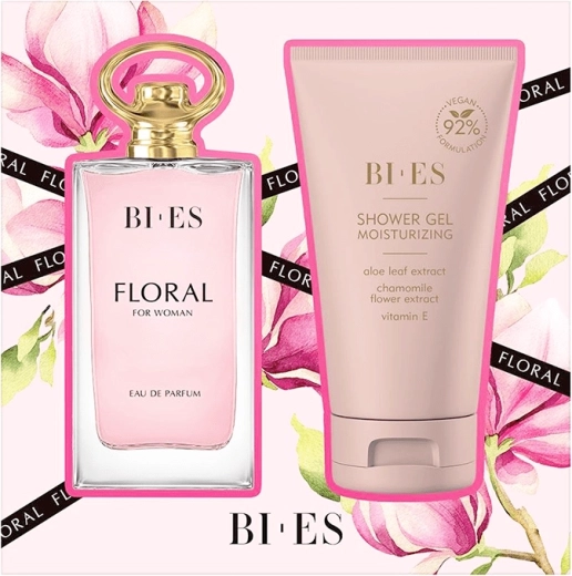 Cadeauset voor vrouwen BI-ES Floral – eau de parfum 90 ml + douchegel 150 ml