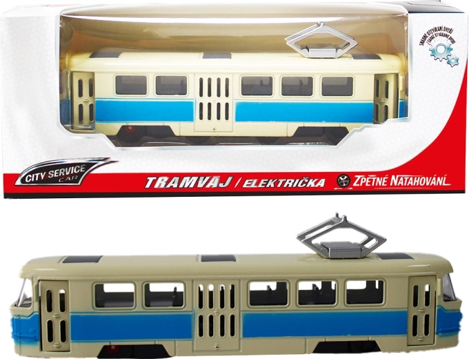 Metalen tram 1:90 blauw